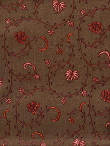 Brown Red Vines Jaali Toosha Kashmiri Stole - The Verasaa Collections