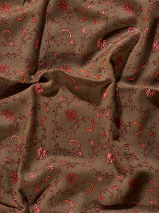 Brown Red Vines Jaali Toosha Kashmiri Stole - The Verasaa Collections