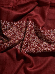 Red Alchemilla Palladar Pashmina Kashmiri Stole - The Verasaa Collections