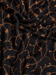 Black Alchemilla II Jaali Kashmiri Pashmina Stole - The Verasaa Collections