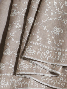 Beige Angelonia Kashmiri Pashmina Stole - The Verasaa Collections